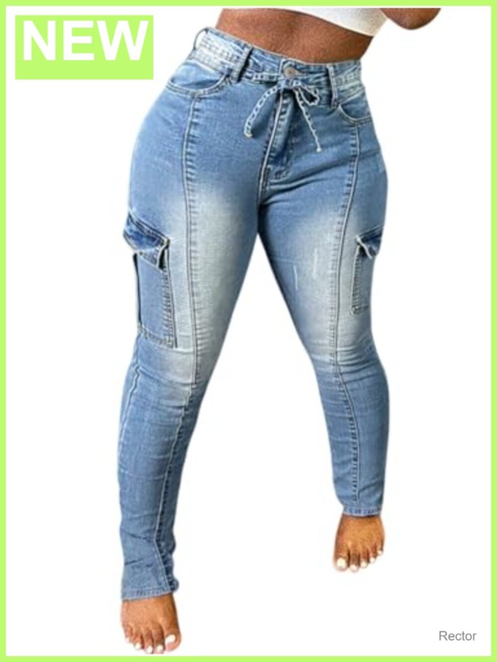 Womens High Waisted Stretch Skinny Cargo Pants Drawstring Joggers